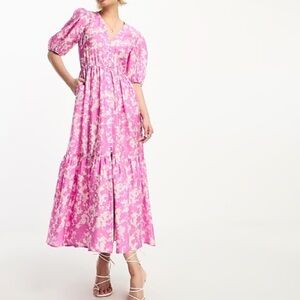 & OTHER STORIES WOMENS TIERED MAXI DRESS PINK MARBLE 10